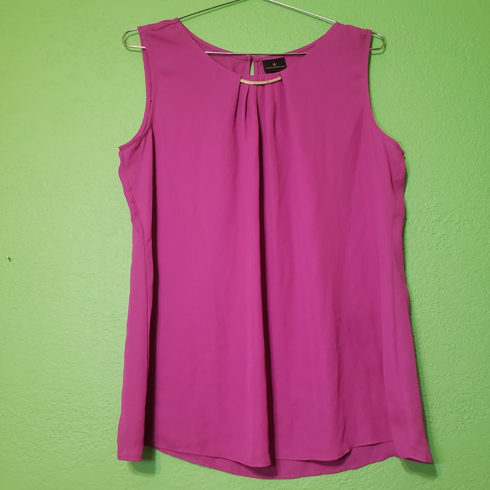 Worthington Sleeveless Blouse Fuchsia Purple Top  Size L